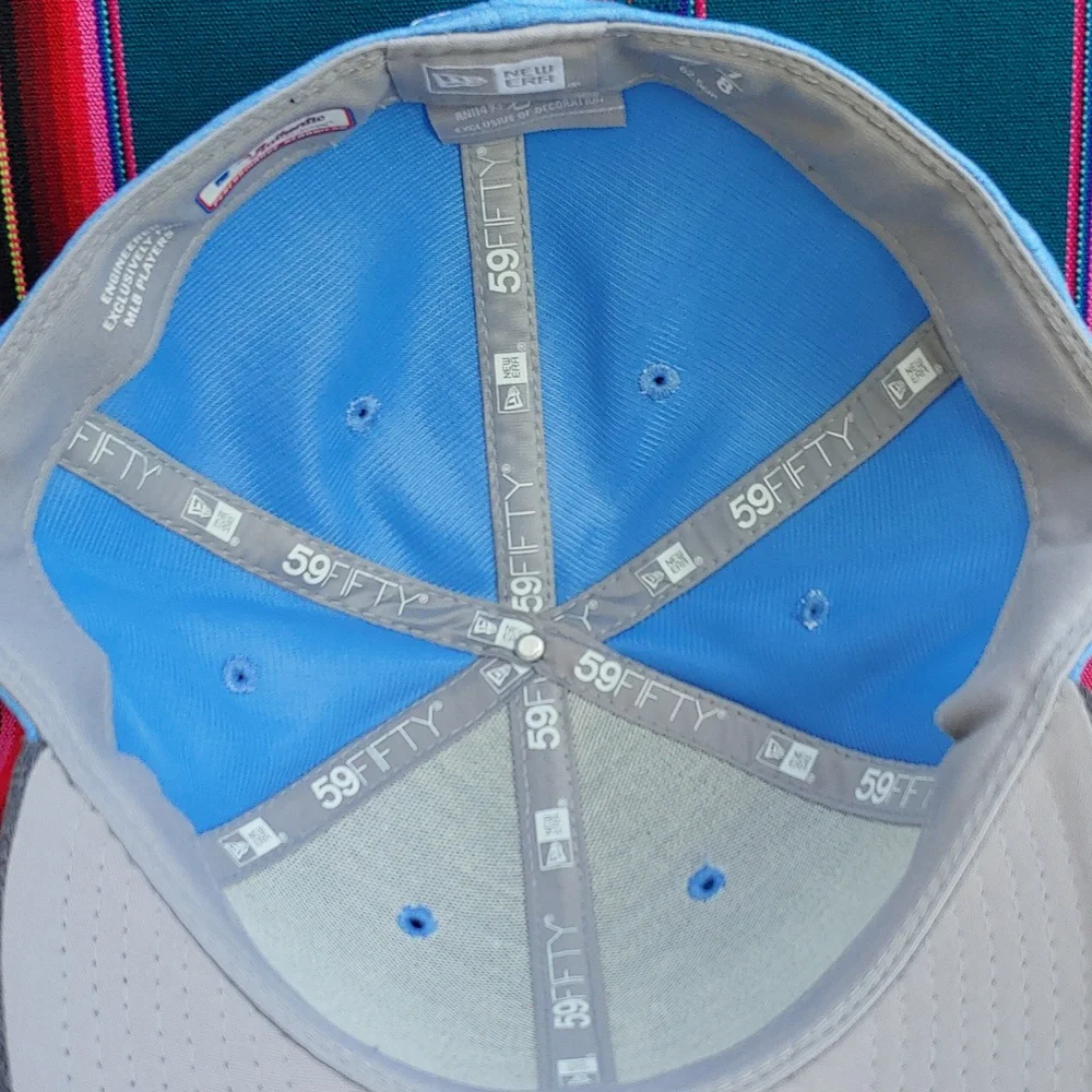 New Era Dodgers 59FIFTY Low Profile 7 7/8 Fitted Baseball Cap Light-Dark Blue - Picture 9 of 16